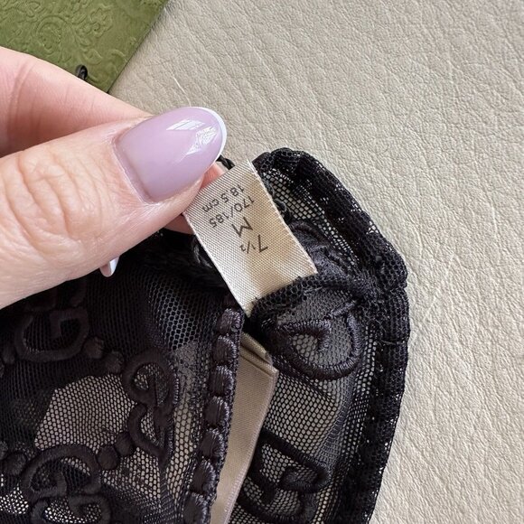 NWT GUCCI GLOVES TULLE LACE GG BLACK Sz 7.5 M - Picture 7 of 9